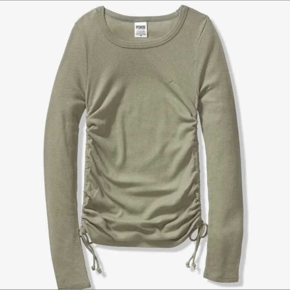 PINK Victoria's Secret Sage Long Sleeve Ruched Tee